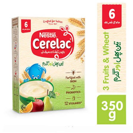 Nestle- Cerelac 3 Fruits & Wheat Baby Food (350G)